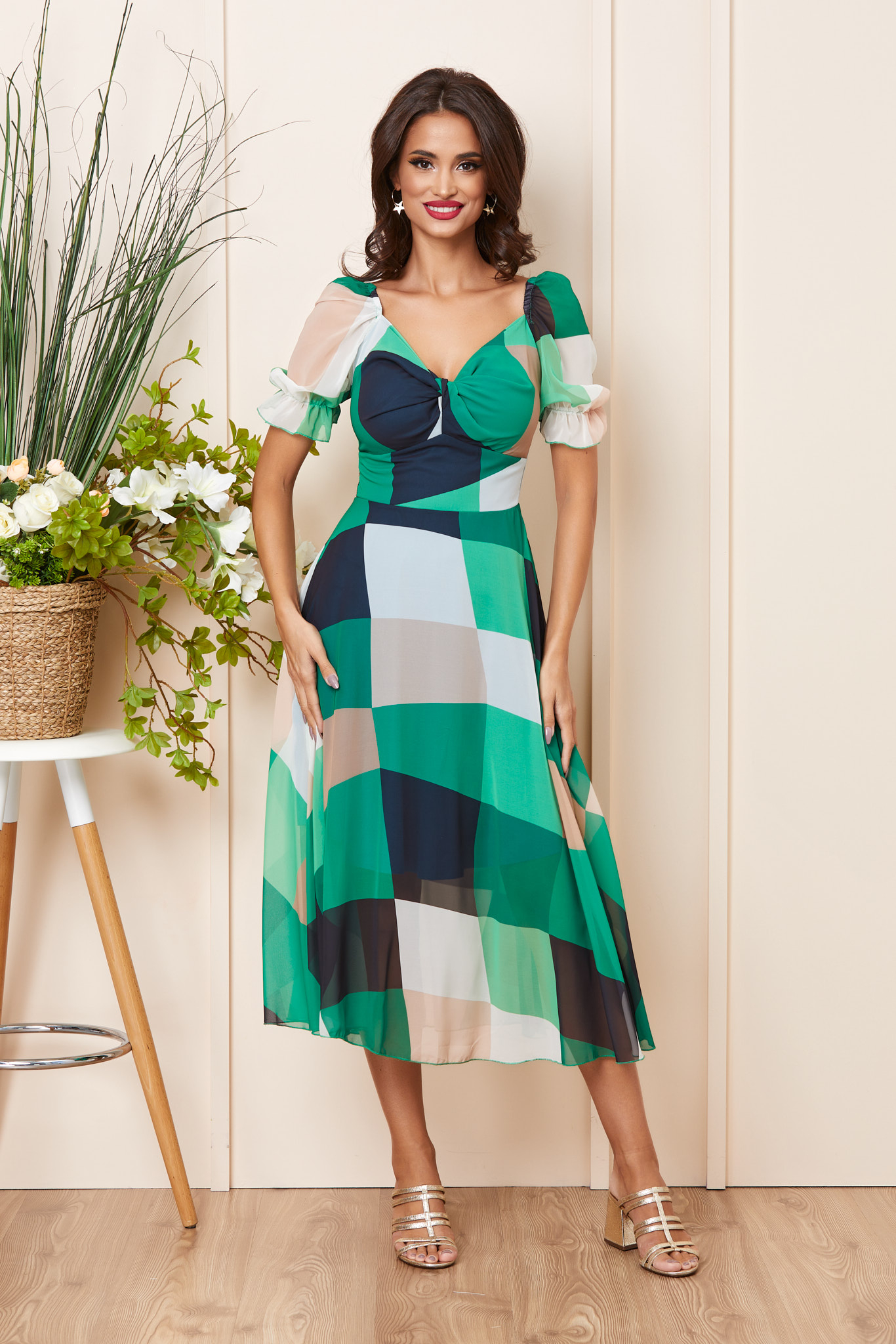 Rochie Xenya Verde Nude Multi 1