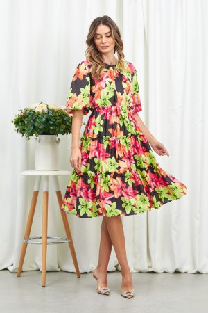 Rochie Cecille Negru Floral 1