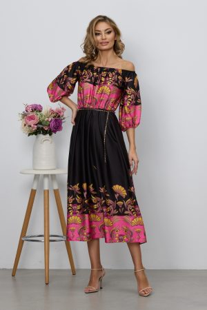 Rochie Daphne Negru Floral 1