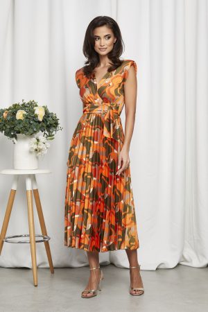 Rochie Carmen Orange Floral 1