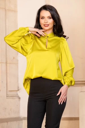 Bluza dama eleganta InPuff satinata lime