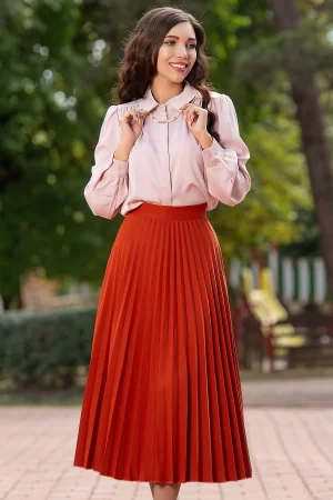 Camasa dama office rose cu colier auriu din perle