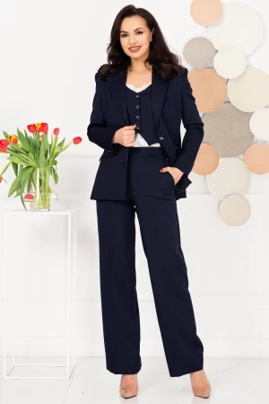 Compleu dama office bleumarin cu vesta integrata si sacou