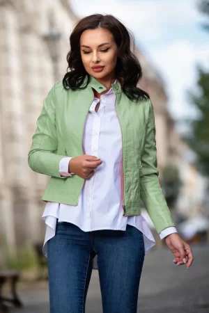 Geaca de primavara mint din piele eco