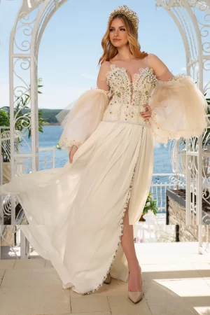 Maneci detasabile Aripa de Coral din tulle fin cu detalii rafinate