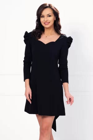 Rochie neagra mini cu funda la spate