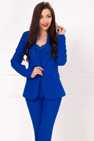 Sacou office cambrat albastru royal