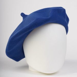 Bereta albastru electric clasica, chic, din bumbac si lana