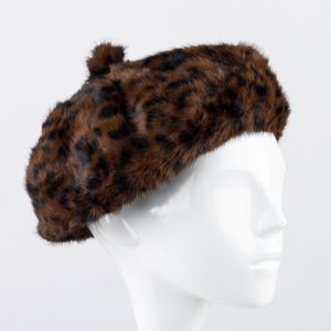 Bereta frantuzeasca din blanita si interior matlasat, animal print maro