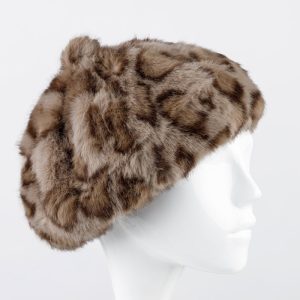 Bereta frantuzeasca din blanita si interior matlasat, animal print bej