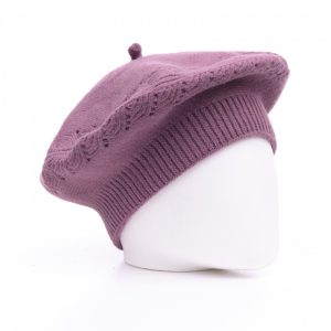 Bereta mov lavanda cu model tricotaj cu braduti, din lana