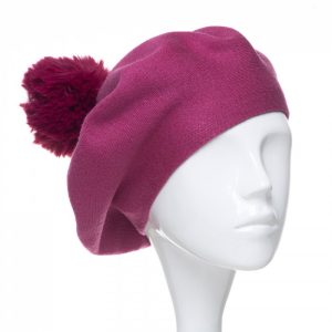 Bereta clasica mov zmeura, cu mot din blanita, din bumbac si lana