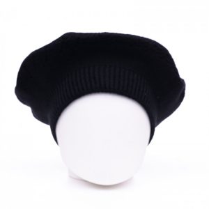 Bereta neagra cu model tricotaj cu braduti, din lana