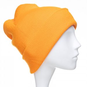 Caciula model clasic tricotat, dublata in interior, portocaliu