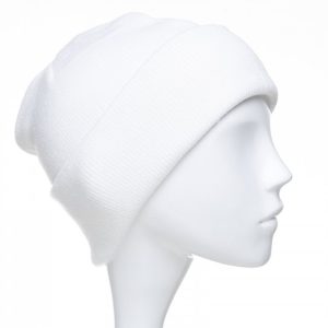 Caciula unisex model clasic tricotat, dublata in interior, alba