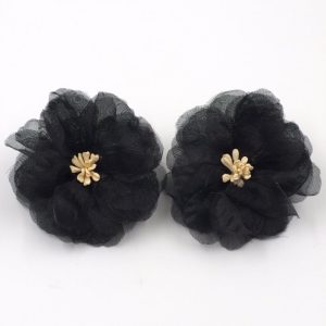 Cercei statement floare din voal negru