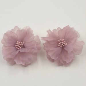 Cercei statement floare din voal lila