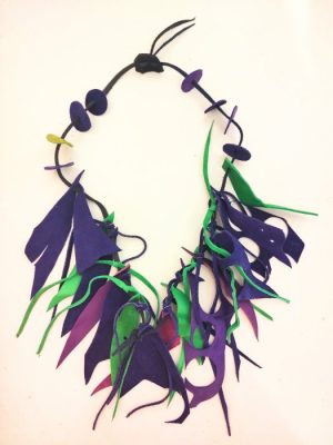 Colier Indigo din piele naturala, asimetric, unicat