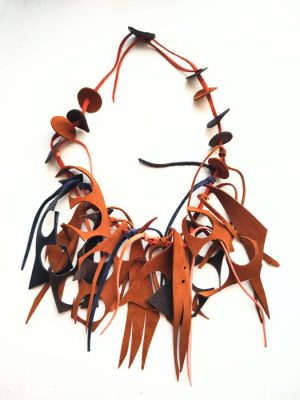 Colier Camel din piele naturala, asimetric, unicat