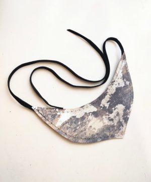 Colier statement din piele naturala,nuante de gri -argintiu , festiv ,unicat