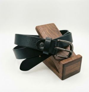 Curea dama din piele naturala neagra, cu catarama metalica