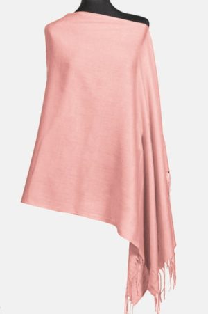 Esarfa roz somon din cashmere subtire dreptunghiulara