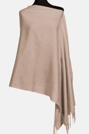 Esarfa bej inchis din cashmere subtire dreptunghiulara