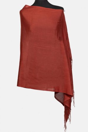 Esarfa caramiziu roscat din cashmere dreptunghiulara