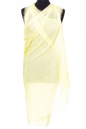 Esarfa dreptunghiulara tip pareo cu aspect creponat din vascoza, galben pai
