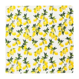 Esarfa patrata cu doua fate cu imprimeu fresh, lamai cu frunze verzi