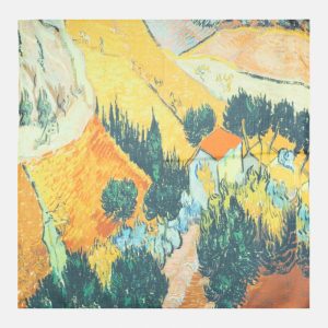 Esarfa patrata cu model inspirat  dupa un tablou cu lanuri de Van Gogh