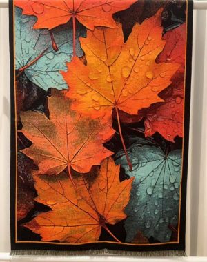 Esarfa premium din lana si bumbac cu imprimeu vibrant de toamna