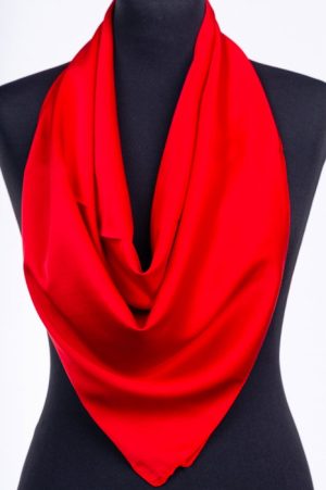 Esarfa rosie, patrata, din vascoza si matase