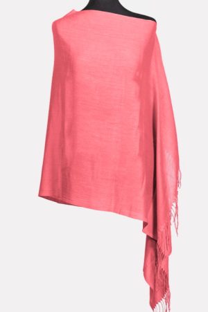 Esarfa corai din cashmere subtire dreptunghiulara