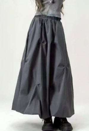 Fusta lunga gogosar ampla, gri