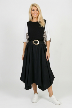 Fusta midi cu colturi, din vascoza neagra