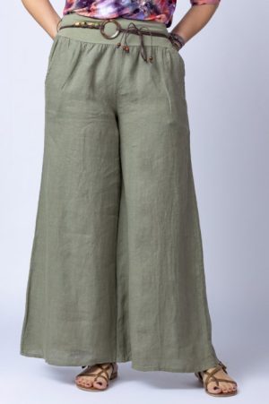 Fusta pantalon kaki casual, din in, cu o curea fancy