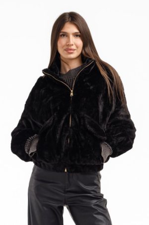 Geaca din blanita artificiala neagra