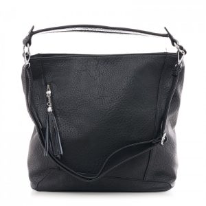 Geanta neagra de umar cu un fermoar pe fata, din piele ecologica