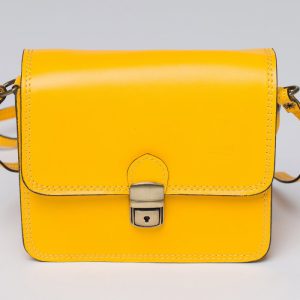 Geanta crossbody galbena din piele naturala, tip postas