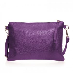 Geanta plic crossbody mov, din piele naturala