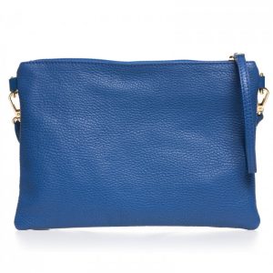 Geanta plic crossbody albastra, din piele naturala
