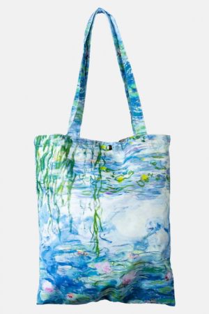 Geanta shopper din material textil, imprimata cu reproducere dupa    Nuferii   de Claude Monet