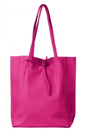 Geanta shopper fucsia din piele naturala