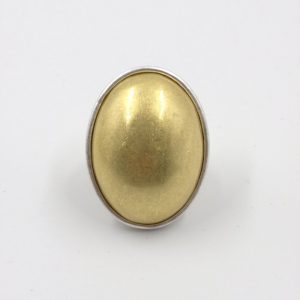 Inel dama statement reglabil oval bicolor auriu si argintiu