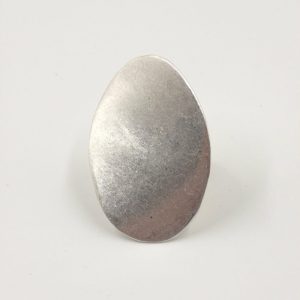 Inel statement dama reglabil oval argintiu mat