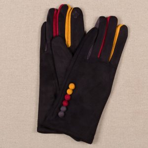 Manusi dama  negre clasice cu nasturi colorati