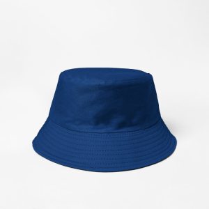 Palarie tip bucket unisex cu doua fete, albastru si negru, din bumbac