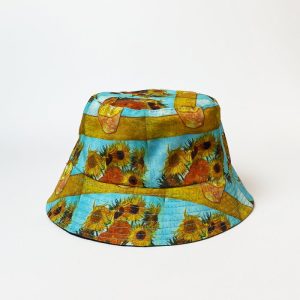Palarie tip bucket unisex cu doua fete imprimata cu reproducere dupa    Floarea Soarelui   de Van Gogh