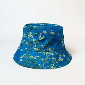 Palarie tip bucket unisex cu doua fete imprimata cu reproducere dupa    Migdal Inflorind   de Van Gogh